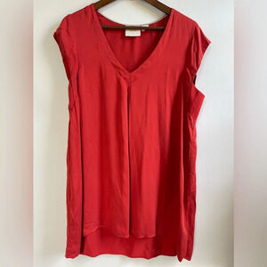 Maeve by Anthropologie Sleeveless Tunic Blouse, Burnt Orange / Red, Size Large